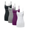 Sugar Sunday 4 Pack Long Cotton Camisole Tank Top with