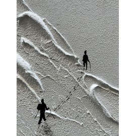 Epicler art Hand-Painted White Texture Abstract Art Snow Mountain Landscape Painting Modern Minimalist Home Office Wall Decoration 40x28 inches