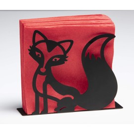 Mango Steam Tabletop Napkin/Tissue & Letter Holder for Home, Kitchen, Restaurants (Fox, Black)