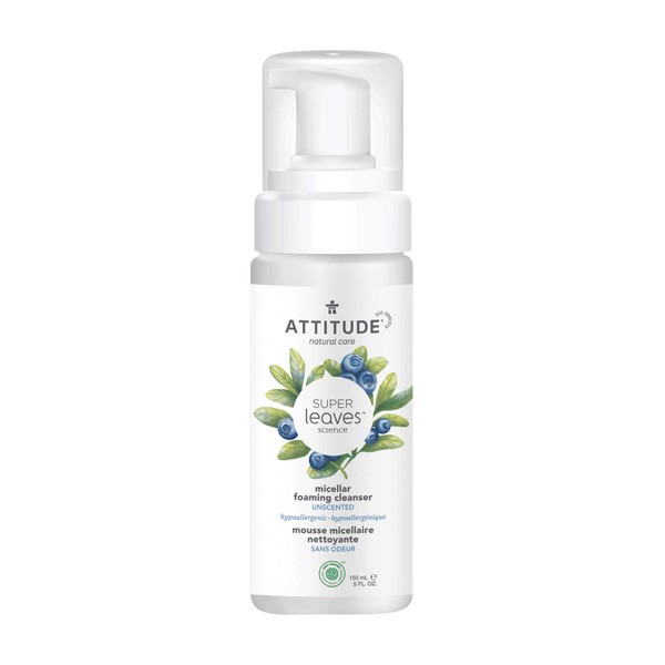 ATTITUDE Micellar Foaming Cleanser, EWG Verified, Plant and Mineral-Based Ingredients,