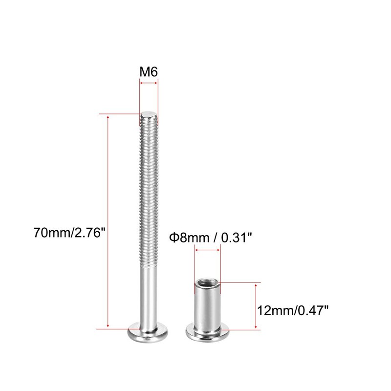 uxcell Screw Post Fit for 5/16"(8mm) Hole Dia, Male M6x70mm