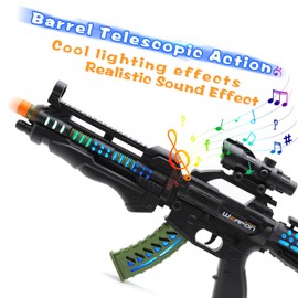 Zanktony Sound Light Toy Gun - with Unique Barrel Telescopic Action - Cool Lighting and Sound Effects–Sturdy Gift Box for Birthday Present for Boys Girls Age 3+ (Batteries Not Included)