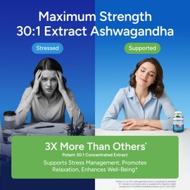Sugar-Free Ashwagandha Gummies for Stress, Sleep & Mood Support - High-Potency 30:1 Ashwagandha Supplement Extract - Vegan Adaptogen Supplement for Women & Men, Natural Flavor, Plant-Based, 90 Gummies