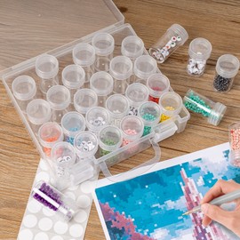 30 Slots Diamond Painting Storage Containers, Bead Organizer, Diamond Containers Diamond Painting Boxes Diamond Embroidery Box Storage Containers 30 Grids Storage Box for Beads Rhinestones (1 Pack)