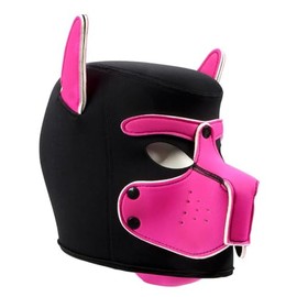 Aendu Neoprene Dog Full Face Puppy Mask with Removable Pup Hood - Comfortable and Durable Design (H-Rose Red)