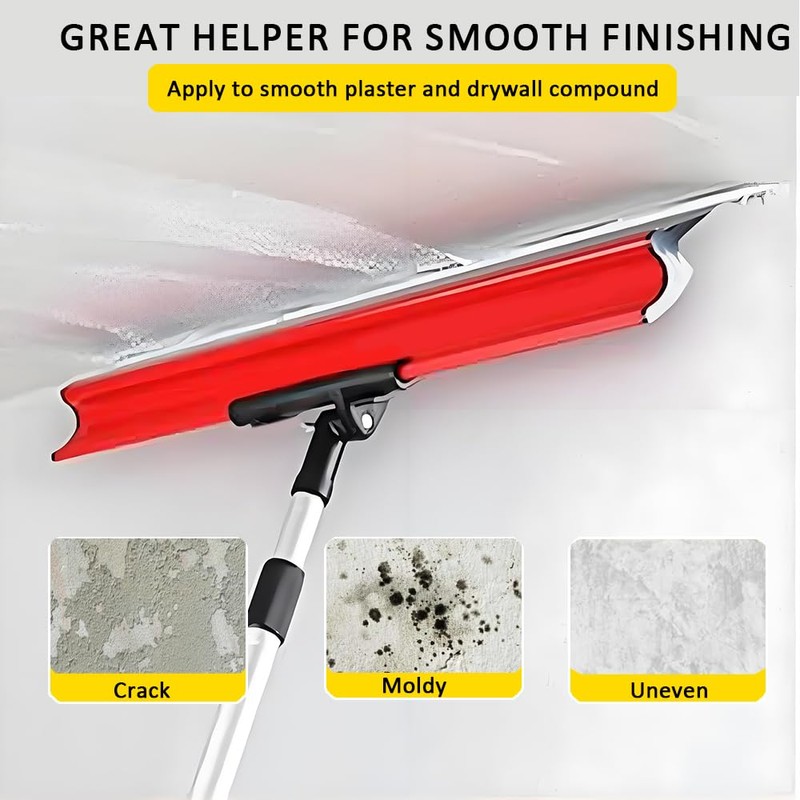 Drywall Skimming Blade Set,Stainless Steel 12",22",32" Skimming Blades with 35"-80"