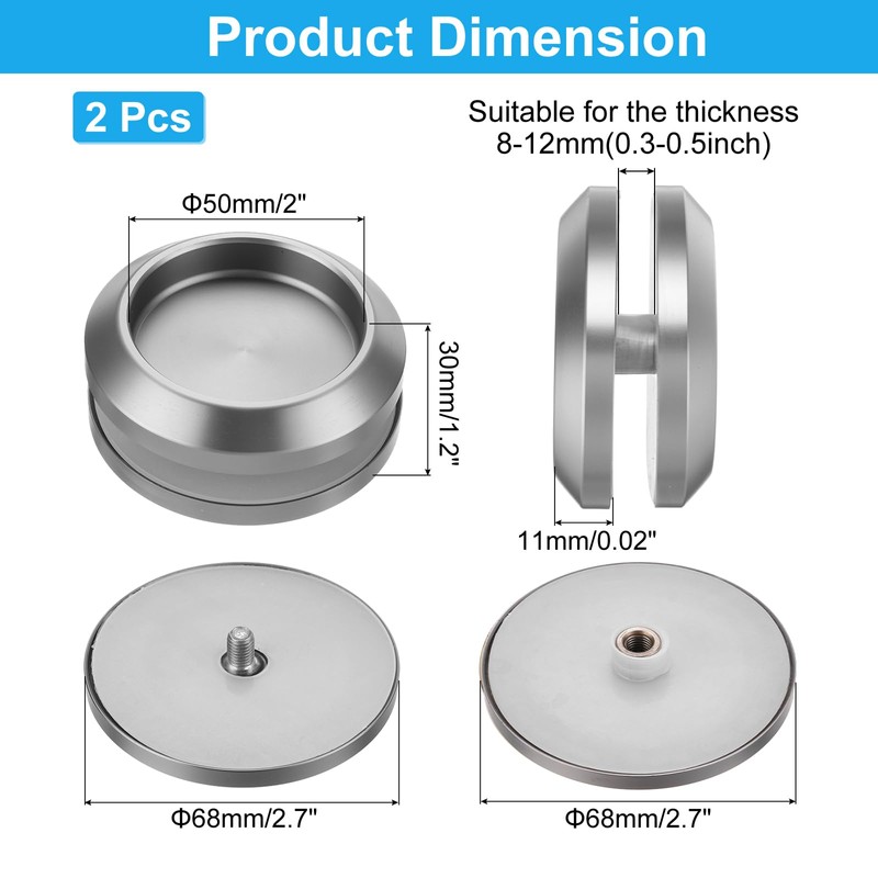 uxcell 2PCS Round Shower Glass Sliding Door Handles, 304 Stainless