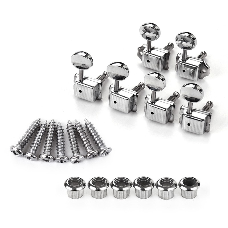 6 In-Line Semi-Closed Guitar Locking Tuners Tuning Pegs Machines Heads