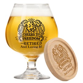 Retirement Gifts for Men, 17oz Beer Glass with Coaster Drinking Retirement Gift Idea for Beer Lover, Retired Gifts for Dad Uncle Brother Grandpa