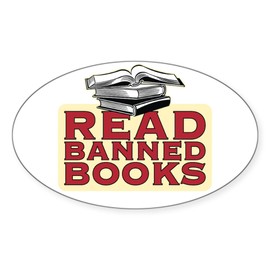CafePress Read Banned Books Oval Sticker Oval Car Bumper Sticker