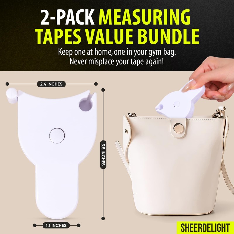 SheerDelight Body Measuring Tape, 2 Pack Retractable Measuring Tape for