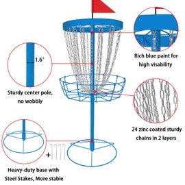 SGSPORT Disc Golf Basket with Discs | Portable Disc Golf Target with Heavy Duty 24-Chains Disc Golf Course Basket, Come with 6pcs Discs with Carry Bag - Multi Color Available