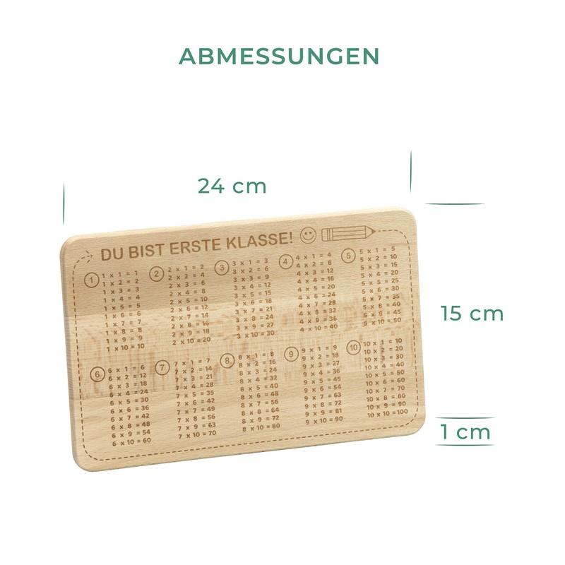 LAUBLUST Children's Breakfast Board – 1x1 Maths Engraving – Approx.