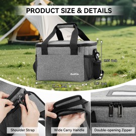 6 Cups Drink Carrier for Delivery, Reusable Cup Holder with Handle, Insulated Collapsible Drink Carrier, Adjustable Dividers, Shoulder Strap, Portable Cooler Tote Bag for Delivery, Travel, Car (Grey)