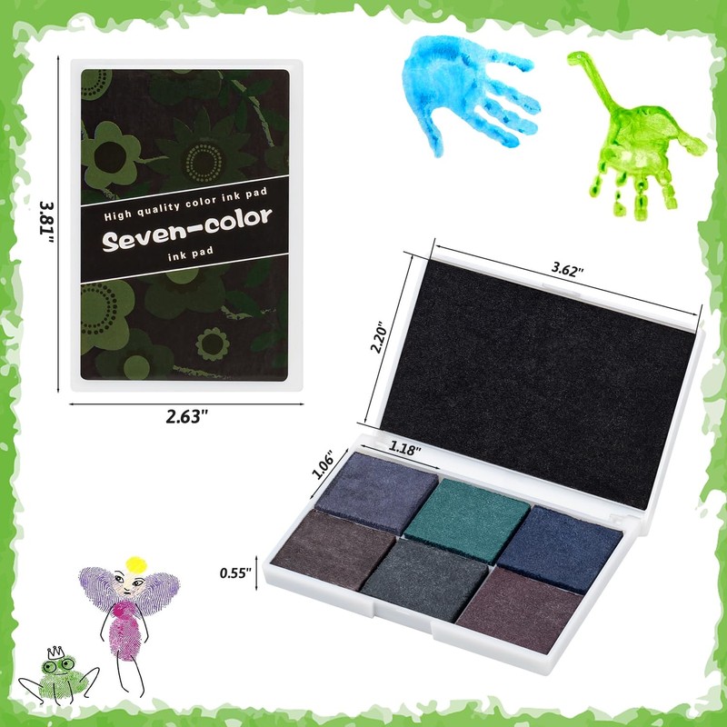 Ink Pad, 7 Colors Fingerprint Stamp Pad for Rubber Stamp