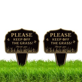 WEBEEDY 2 Pack Stay Off Grass Sign for Yard Aluminium Keep Off Grass Sign Outdoor No Pooping Dog Signs for Yard Weatherproof Yard Patio Decorative Signs with Stake for Lawn Garden Outdoor Use, 9.8x13.8''
