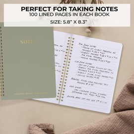 ZICOTO Aesthetic Spiral Notebook Set of 2 For Women and Men - Cute College Ruled 8x6 Bible Study Journal/Notebook with Pockets And Lined Pages - Perfect A5 Supplies to Stay Organized at Work or School