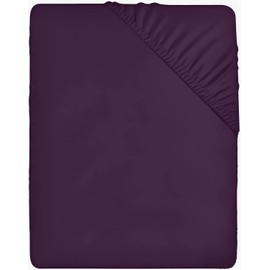 Utopia Bedding Fitted Sheet Single, Purple - Deep Pocket 14 inch (35 cm) - Easy Care - Soft Brushed Microfibre Fabric - Shrinkage and Fade Resistant - Bottom Sheet