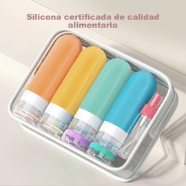16 Piezas Botellas de Viaje de Silicona, Kit de Botellas para viaje Reutilizable para Artículos Tocador, sin BPA, Contenedores de Viaje para aseo aprobados por la TSA, Kit de Viaje (Color)