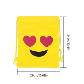 RoadLoo Emoji Bags for Kids,16 Pieces Drawstring Tote Bag Emoji Cartoon Gift Drawstring Backpack Bags Emoji Drawstring Backpack Party Bags for Kids Party Drawstring Bag Party Favor