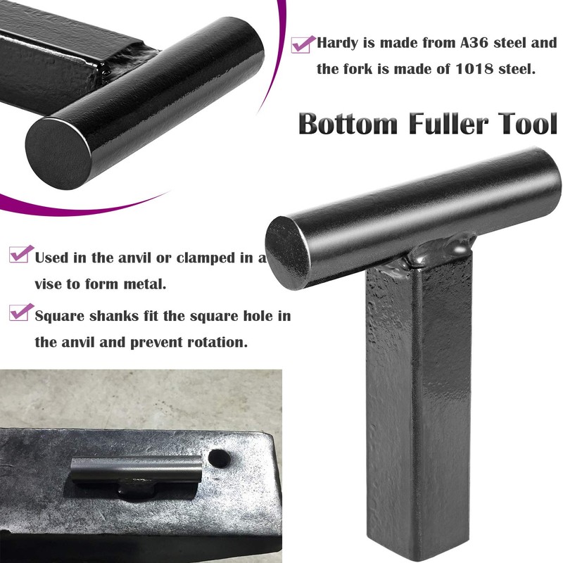 Bonbo 5PCS Blacksmith Anvil Hardy Tool Set 1 Inch Hot