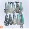 Glass rose handmade nail - Almond / 글라스 로즈 수제네일