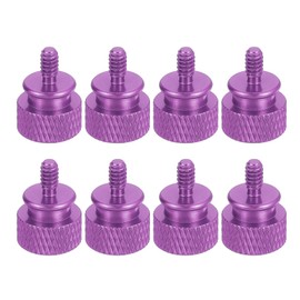 sourcing map 8Pcs #6-32 UNC Aluminum Thumb Screws, 12x16mm(ODxH) Computer Case Thumb Screws for PC Side Panel Motherboard Mounting Screw, Purple