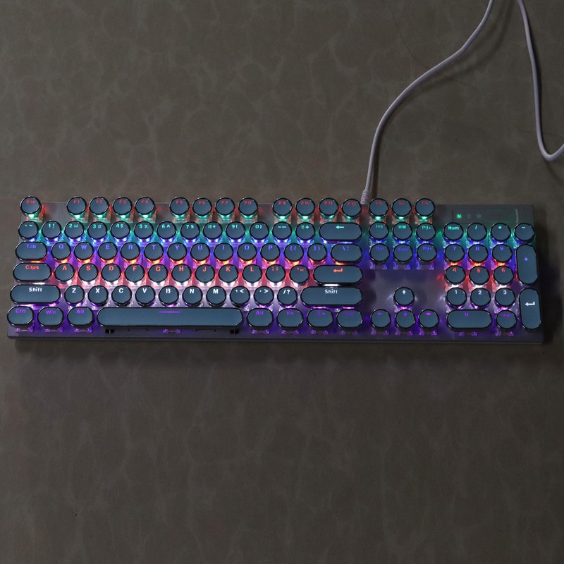 Blue Switch Mechanical Keyboard 104 Keys Backlight Ergonomic Retro Steampunk