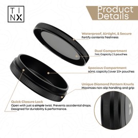 TinX Premium Storage Container for Zyn Features Twist Lock and Knurled Sides | Prevent Spillage and Strong Grip | Zyn Metal Can | Pill Container | Airtight Container | Zyn Container | EDC Storage