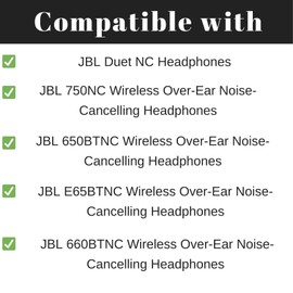 HoneTeak Replacement Ear Pads for JBL Live E65BTNC,650BTNC,660BTNC,750NC,Duet NC,JBL Headphones Earpads with Softer Leather, Over-Ear Headphones with Memory Foam (Black)