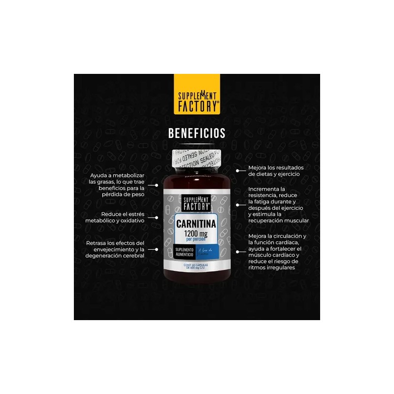 Carnitina 600 Mg, 60 Cápsulas, Calidad Premium
