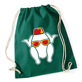 Hippowarehouse Thanksgiving Turkey wearing Sunglasses and Fez Drawstring Cotton School Gym Bag 37cm x 46cm, 12 litres