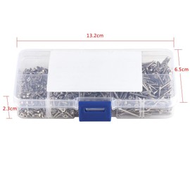 800pcs M2 Cross Drive Self-Tapping Screws Woodworking Fastener with Box for Repair Inventions
