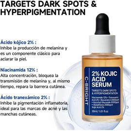 Suero Facial con Ácido Kójico, Niacinamida y Ácido Tranexámico - Ayuda a Unificar el Tono y Resaltar el Brillo Natural de la Piel - Fórmula Ligera 30ml (1PC)
