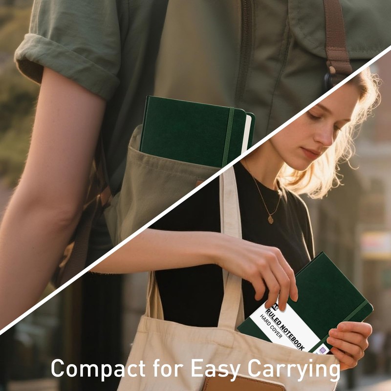 PYNEX Notebook A5 Dotted, Hardcover, Notebook, Leather Notepad with 192