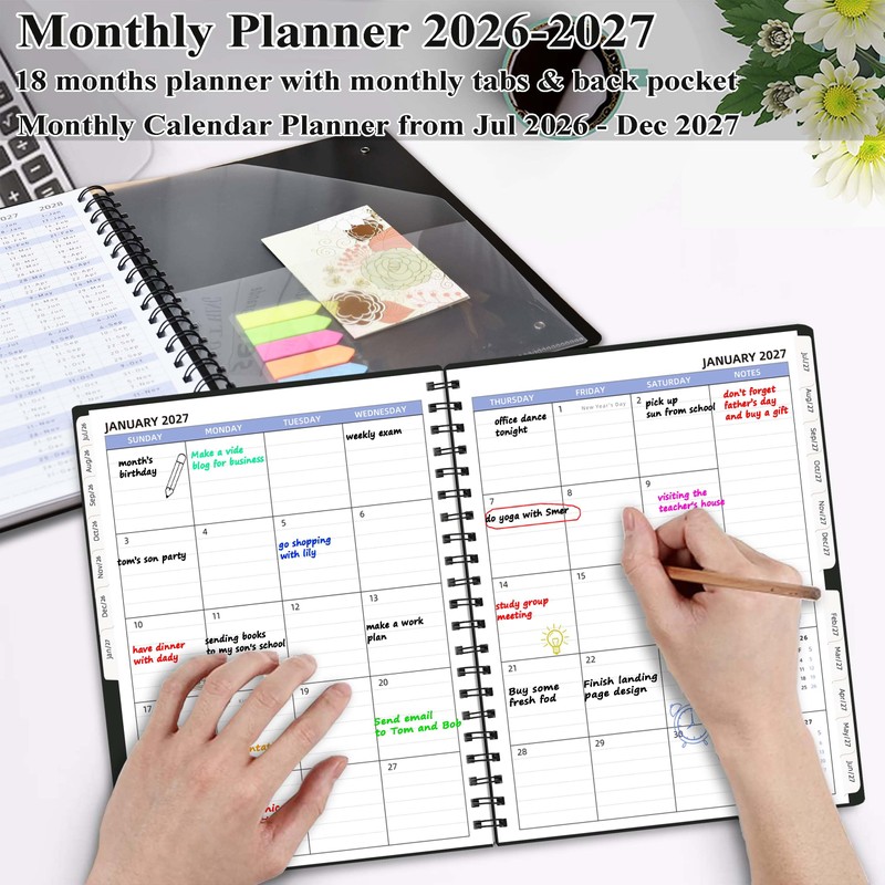 Monthly Planner 2026-2027 (7.6'' x 9.6''), from Jul 2026-Dec 2027,