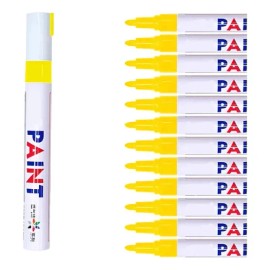 Plumon Marcador Permanente Llanta Letra Moto Carro Caja 12pz Color Amarillo                                                                           