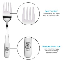 9 Piece Stainless Steel Kids Cutlery, Child and Toddler Safe Flatware, Kids Silverware, Kids Utensil Set Includes 3 Knives, 3 Forks, 3 Spoons, Total of 3 Place Settings, Ideal for Home and Preschools