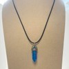 VIE Double Point Pencil Pendant, Black String, Aqua Aura Quartz