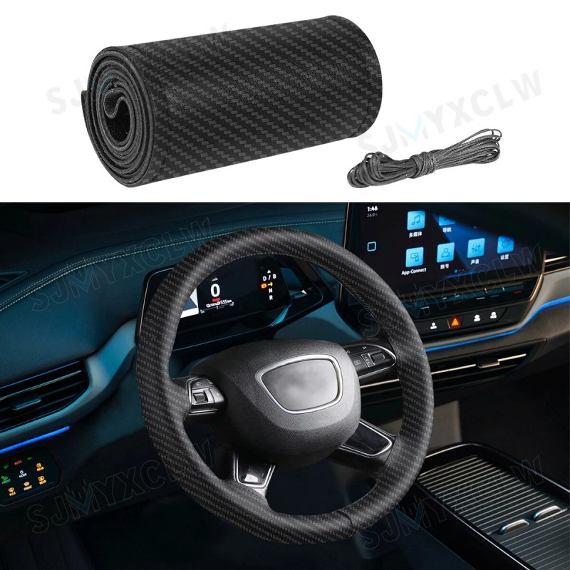 SJMYXCLW 15" Steering Wheel Cover Genuine Leather For Lexus Black