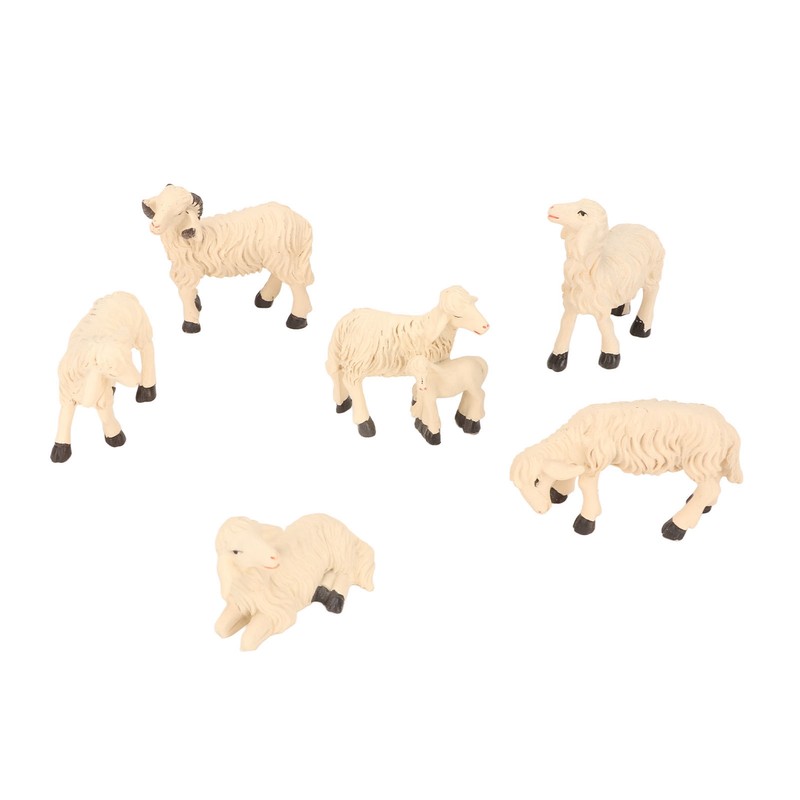 6Pcs Miniature Sheep Figurine Durable Resin Hand Painted UV Protection