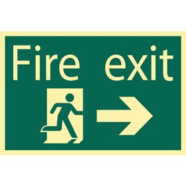 Draper 72662 Glow in The Dark "Fire Exit Arrow Right" Safety Sign