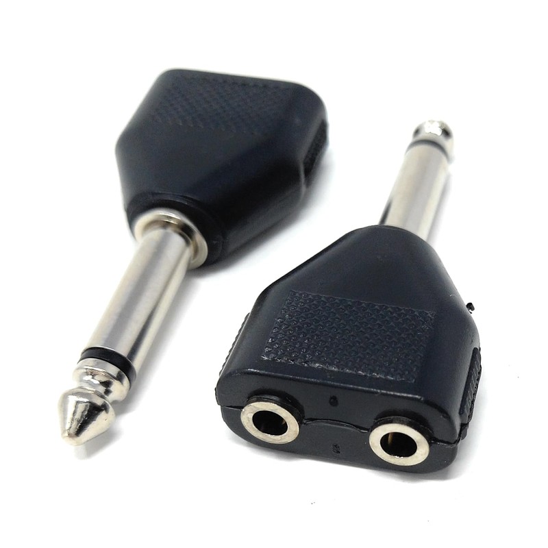 DRUT 1pcs. 6.35mm Mono Jack to 2 x 3.5mm Mono