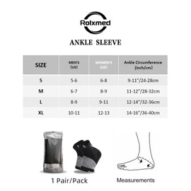 Rolxmed Ankle Support Brace Compression Sleeves for Plantar Fasciitis Neuropathy Relief Sport Socks for Men & Women (1Pair) (Black, L)