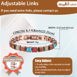 MagVIVACE - Tobillera magnética de cobre para mujer para artritis y articulaciones, pulsera de tobillo de cobre 99.9% para mujer (B)