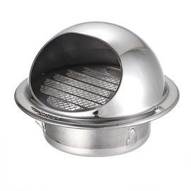 SUMNACON 304 Stainless Steel Air Vent Cover Wall Ventilation Cover, Round 100mm Air Vent Grill Screen Hood Extractor Fan Ventilation Cover with Built-in Mesh for Bathroom Kitchen (Silver)