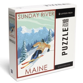Lantern Press 1000 Piece Jigsaw Puzzle, Sunday River, Maine, Downhill Skier Scene