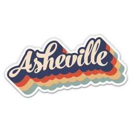 Squiddy Asheville North Carolina Layered Retro Style - Vinyl Sticker Decal for Phone, Laptop, Water Bottle (3" Wide)