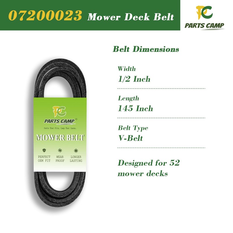Parts Camp 07200023 147-2910 Lawn Mower Deck Belt for Ariens