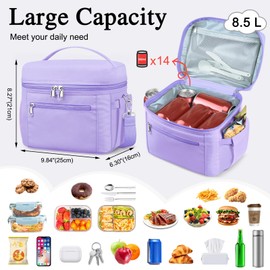 DALINDA Lunch Bag Women, Lightweight Insulated Lunch Bag, Leakproof Cooler Bag with Adjustable Shoulder Strap, Reusable Waterproof Lunch Box for Work, Office, Picnic, Travel(Purple)